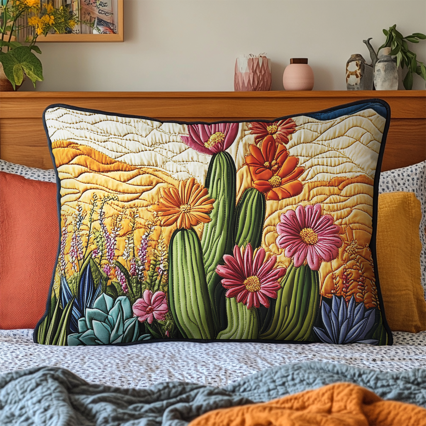 Southwest Sunset Bliss Quilted Bedding Pillow Case NCU0VL1249