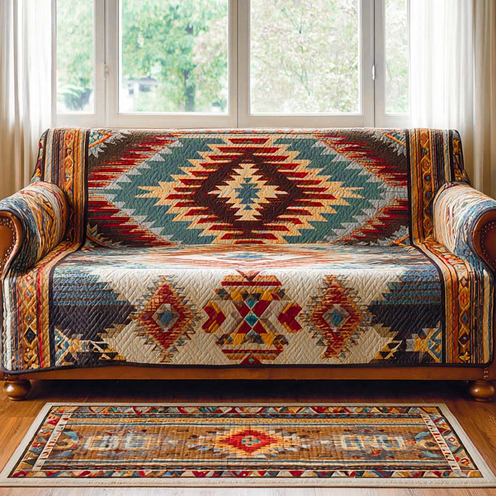 Southwestern Harmony Quilted Sofa Cover NCU0XD1842