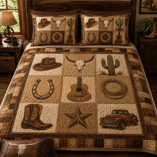 Southwestern Prairie Roots 3-Piece Quilted Bedding Set NCU0DV9774