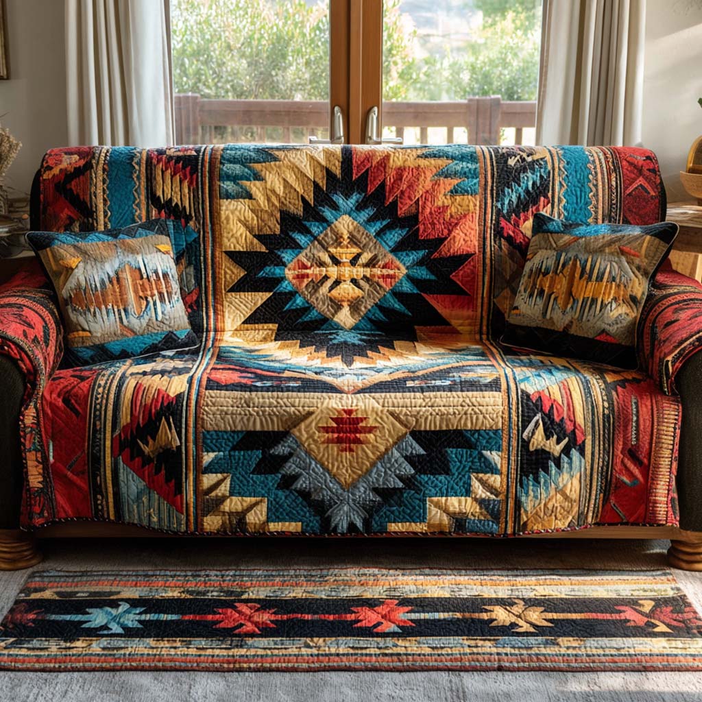 Southwestern Starburst Quilted Sofa Cover NCU0XD1830