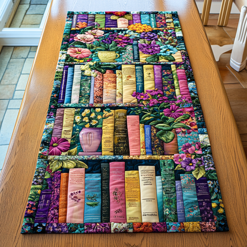 Spacious Bookshelf Quilted Table Runner NCU0DK7408