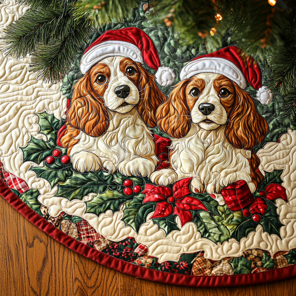 Spaniel Bliss Quilted Christmas Tree Skirt NCU0PT1662 Vantique