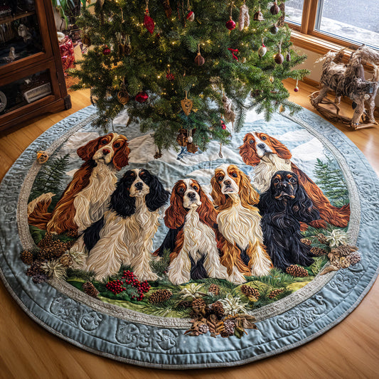 Spaniel Holiday Spirit Christmas Quilted Tree Skirt NCU0DV8200