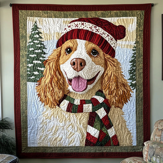 Spaniel Winter Wishes Quilted Blanket NCU0PT1739