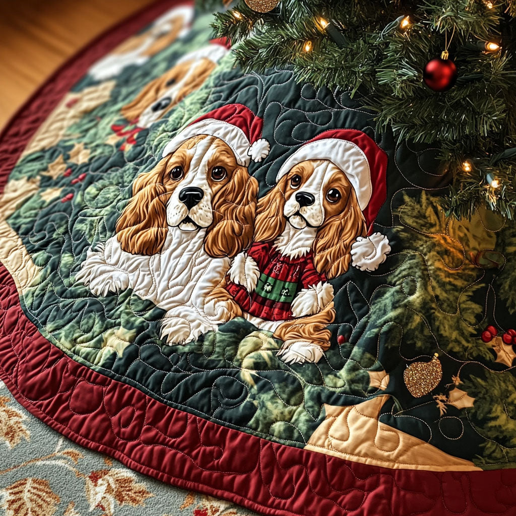 Spaniel Wishes Quilted Christmas Tree Skirt NCU0PT1709 Vantique