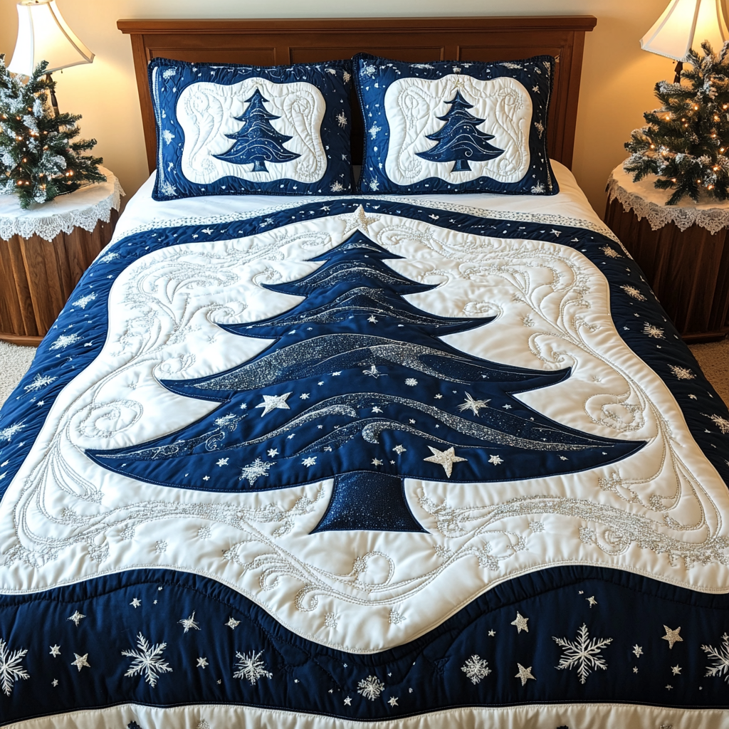 Sparkling Christmas 3-Piece Quilted Bedding Set NCU0TL1962 – Vantique