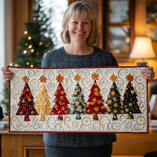 Sparkling Tree Lane Quilted Table Runner NCU0PT1390