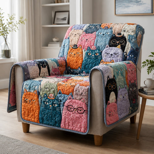 Spectacled Feline Carnival Quilted Sofa Cover NCU0VL3955