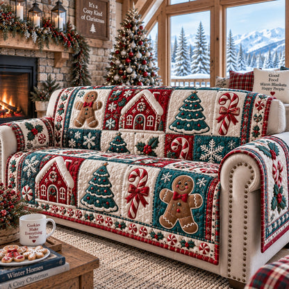 Spiced Cookie Cottage Quilted Sofa Cover NCU0VL4037