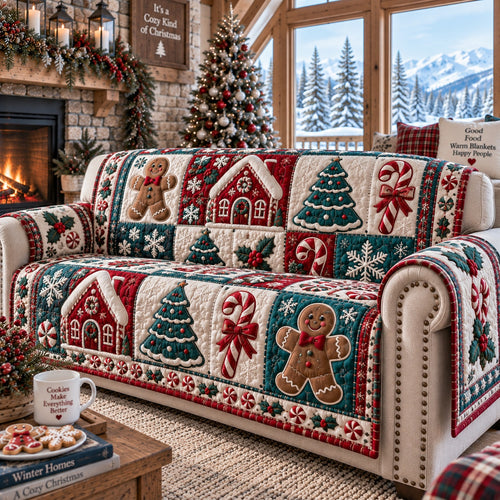 Spiced Cookie Cottage Quilted Sofa Cover NCU0VL4037