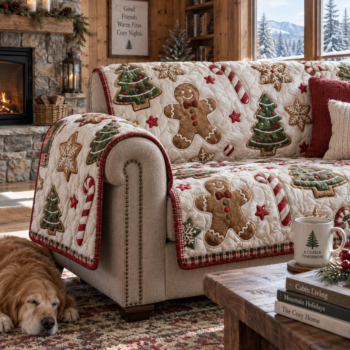 Spiced Starry Sweets Quilted Sofa Cover NCU0VL4048
