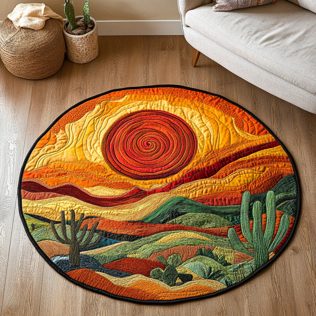 Spiky Elegance Quilted Round Mat NCU0DK5159