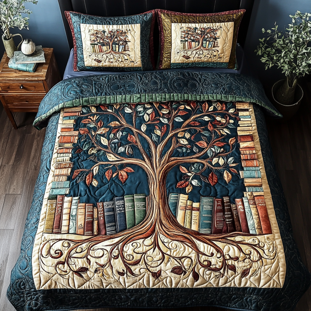 Spine Snuggles 3-Piece Quilted Bedding Set NCU0VH4315
