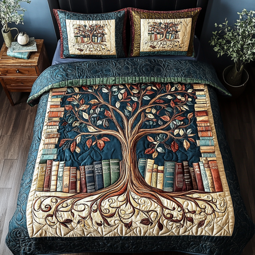 Spine Snuggles 3-Piece Quilted Bedding Set NCU0VH4315