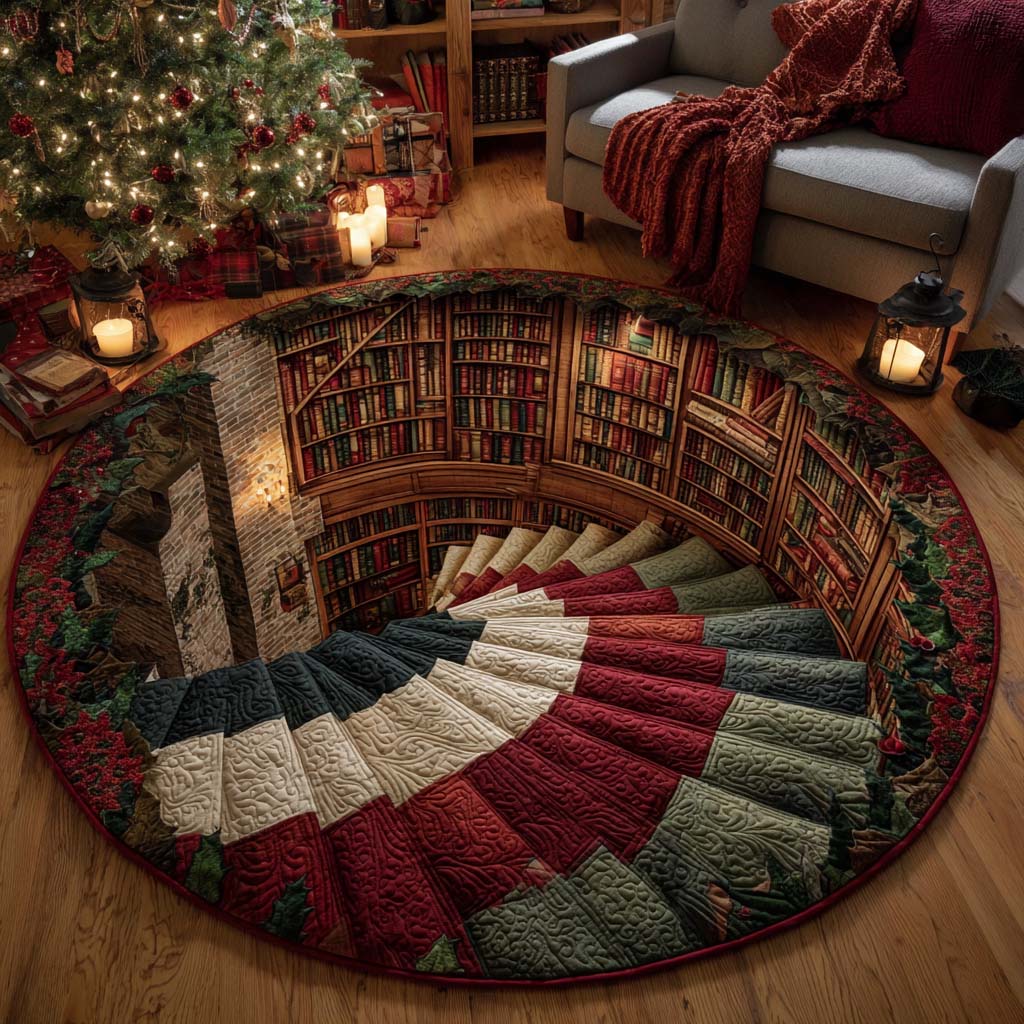 Spiral Bookcase Quilted Round Mat NCU0NT11238