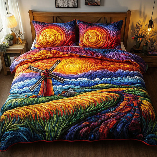Spiraling Fields 3-Piece Quilted Bedding Set NCU0NT5455