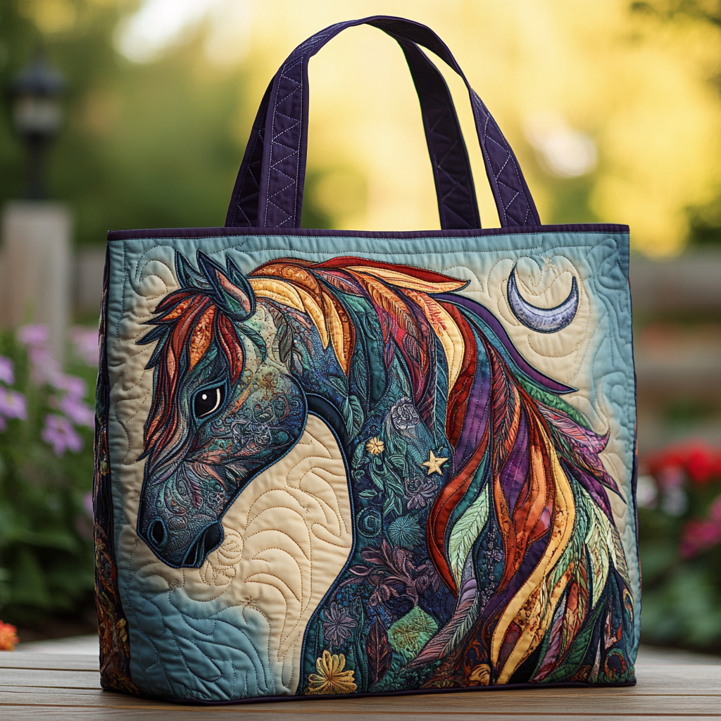 Spirit Horse Quilted Tote Bag NCU0DK9006