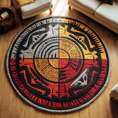 Spirit Motif Quilted Round Mat NCU0TD446