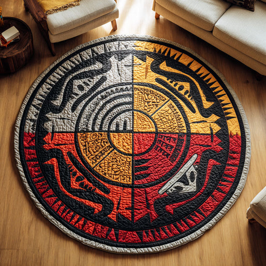 Spirit Motif Quilted Round Mat NCU0TD446