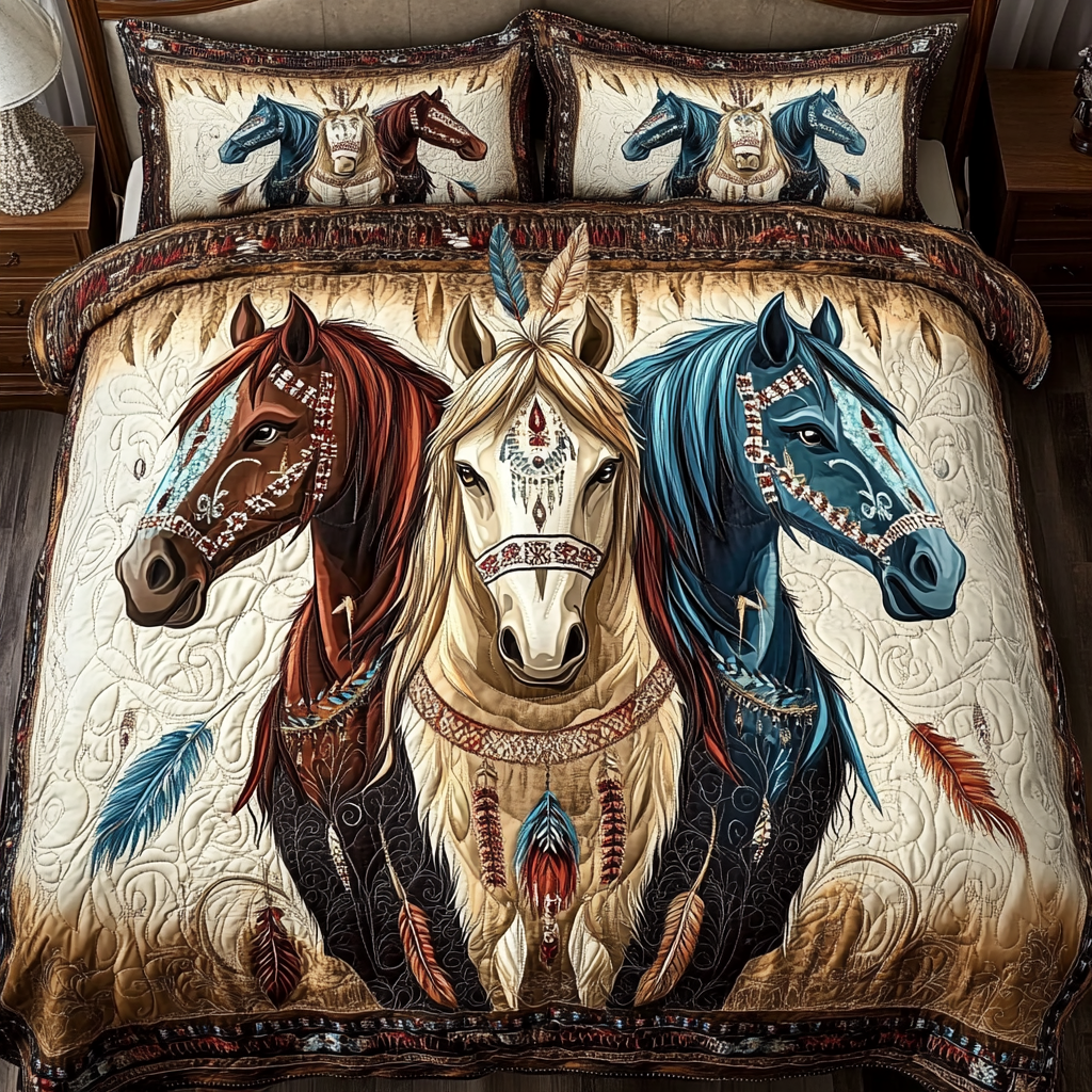 Spirit Rider 3-Piece Quilted Bedding Set NCU0VH5082