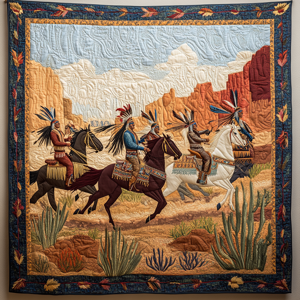 Spirit Riders Quilt Quilted Blanket NCU0DV4343