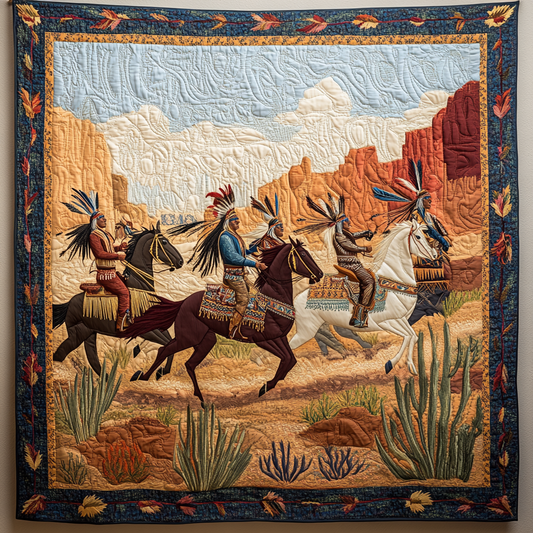 Spirit Riders Quilt Quilted Blanket NCU0DV4343