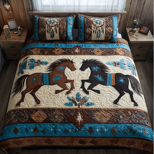 Spirit Stallion 3-Piece Quilted Bedding Set NCU0PT11185