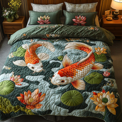 Spirit of Koi 3-Piece Quilted Bedding Set NCU0DV6898