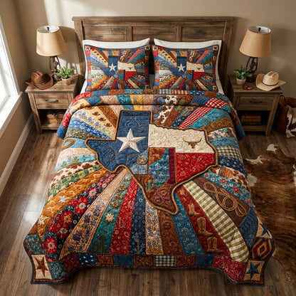 Spirit of the Lone Star 3-Piece Quilted Bedding Set NCU0PT11746