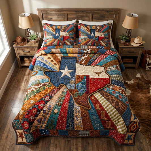 Spirit of the Lone Star 3-Piece Quilted Bedding Set NCU0PT11746