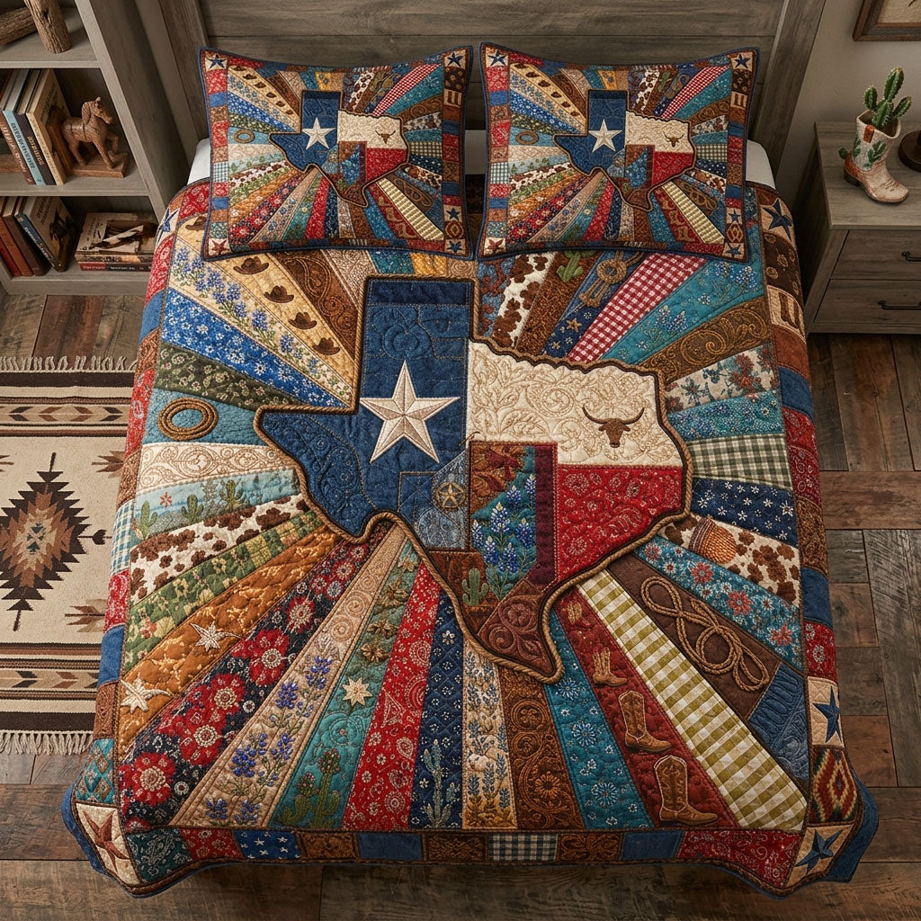 Spirit of the Lone Star 3-Piece Quilted Bedding Set NCU0PT11746