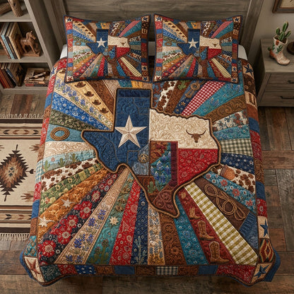 Spirit of the Lone Star 3-Piece Quilted Bedding Set NCU0PT11746