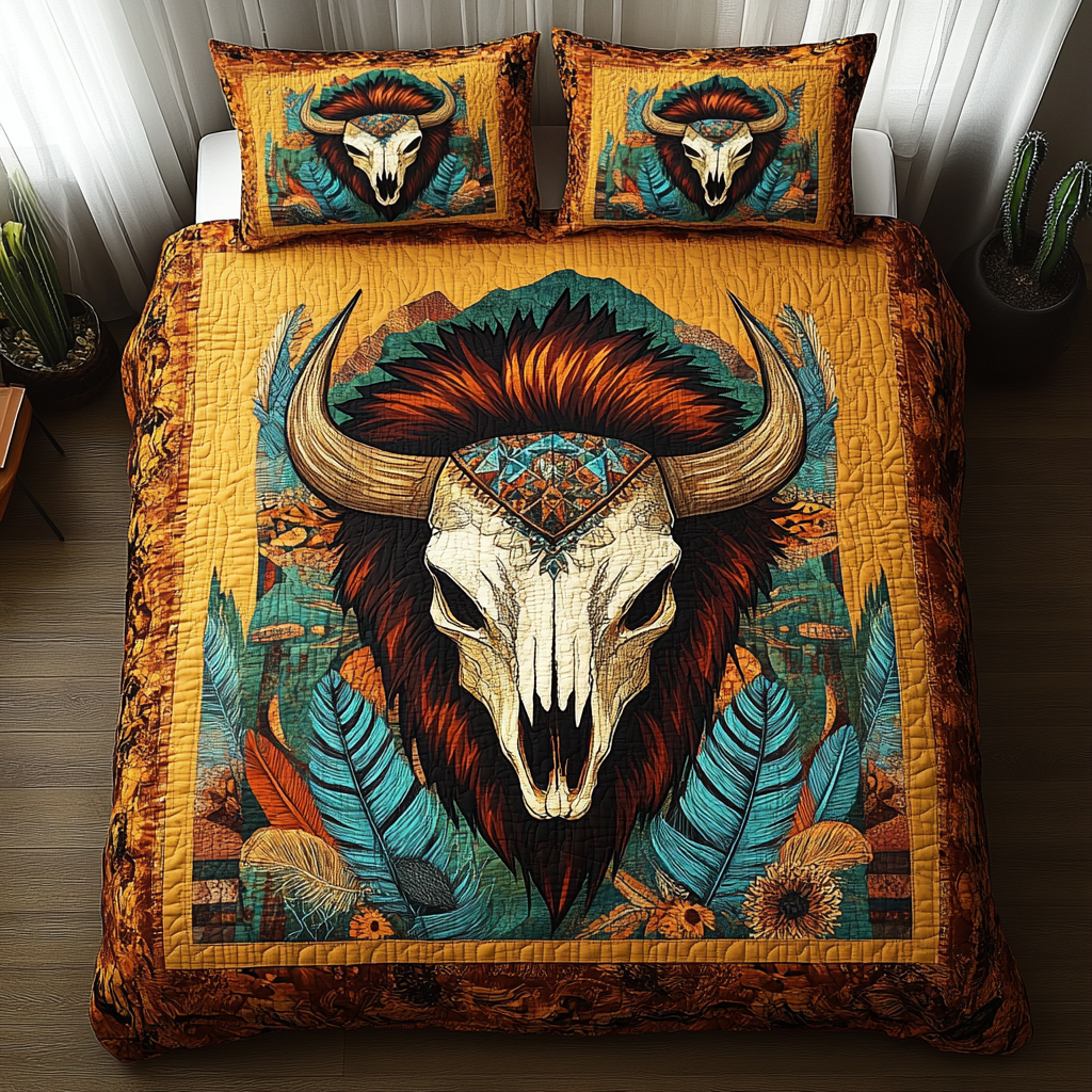 Spirit of the Plains 3-Piece Quilted Bedding Set NCU0DV3705