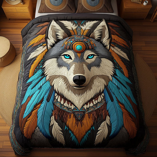 Spirit of the Wolf 3-Piece Quilted Bedding Set NCU0PT4403