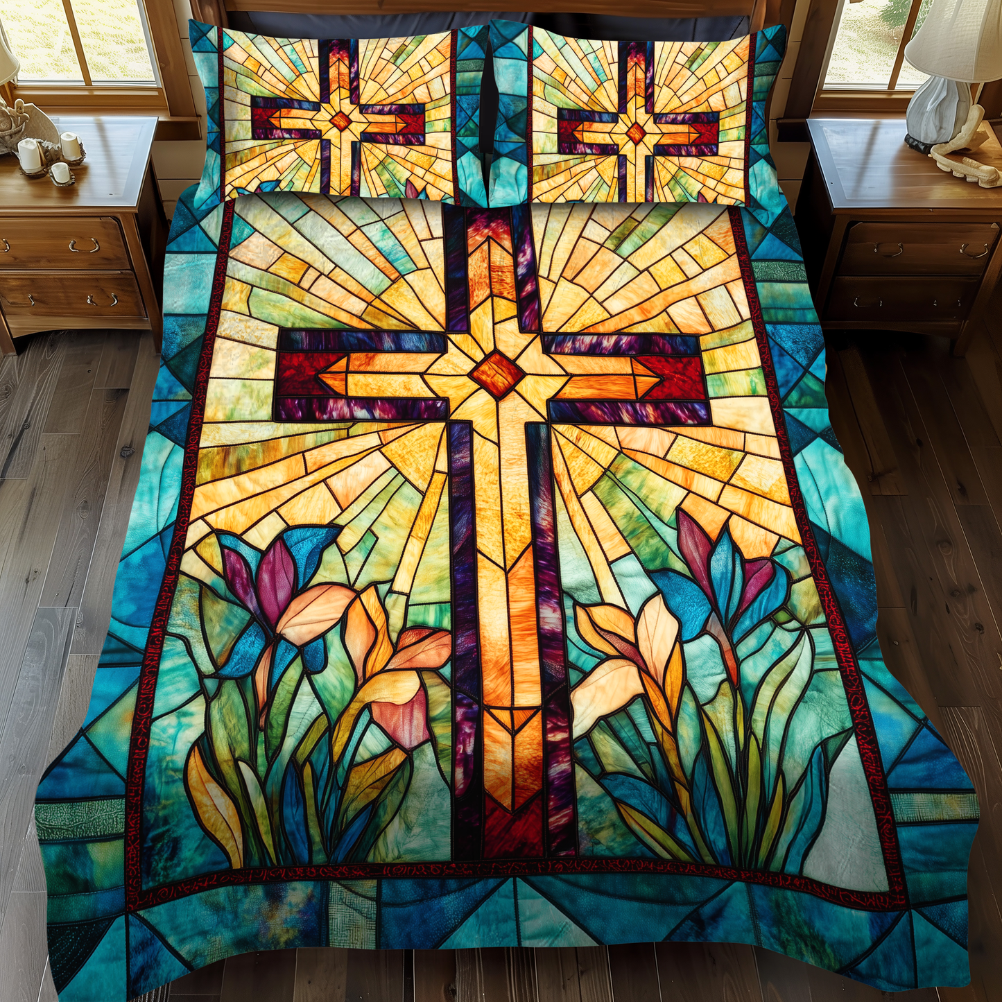 Spiritual Cross 3-Piece Quilted Bedding Set NCU0VL510