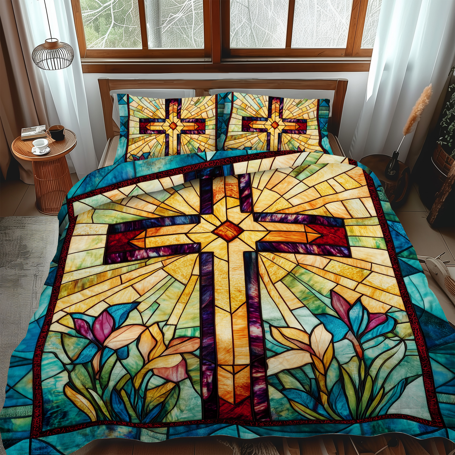 Spiritual Cross 3-Piece Quilted Bedding Set NCU0VL510