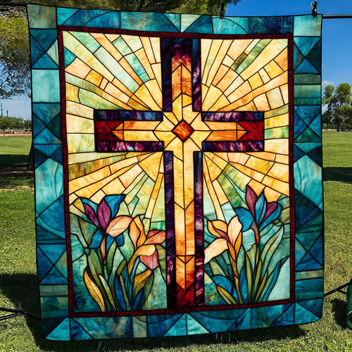 Spiritual Cross Quilted Blanket NCU0VL528