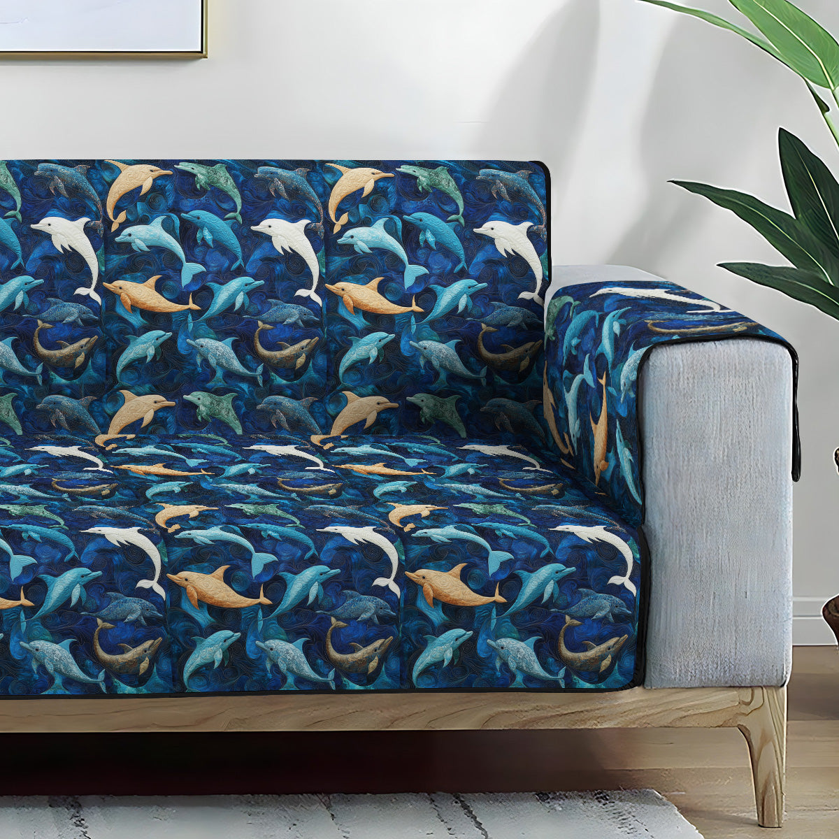 Splashing Tides Quilted Sofa Cover NCU0PT1381