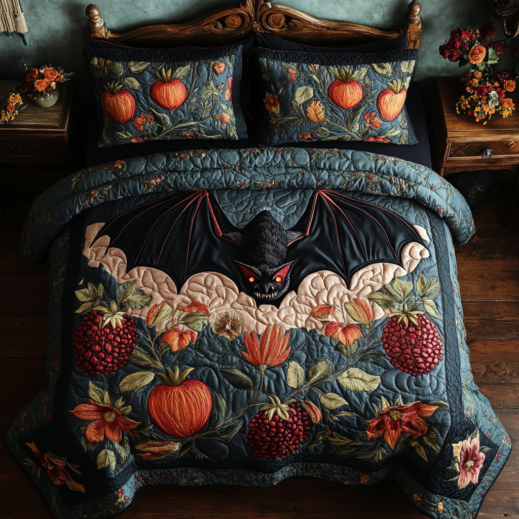Spooky Bat 3-Piece Quilted Bedding Set NCU0VH4530