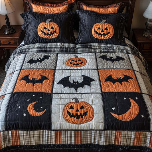 Spooky Bats 3-Piece Quilted Bedding Set NCU0NT9597