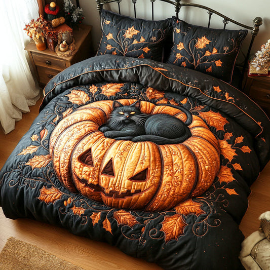 Spooky Cat 3-Piece Quilted Bedding Set NCU0TD514