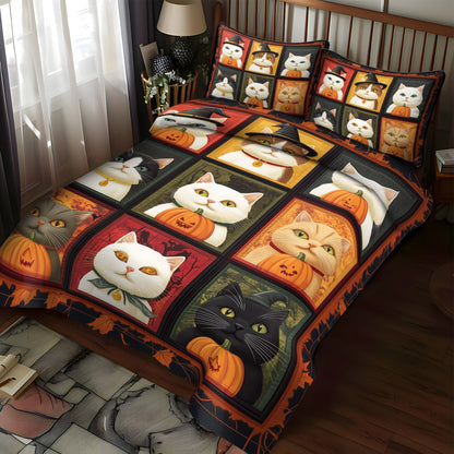 Spooky Cat Companions 3-Piece Quilted Bedding Set NCU0TL1176