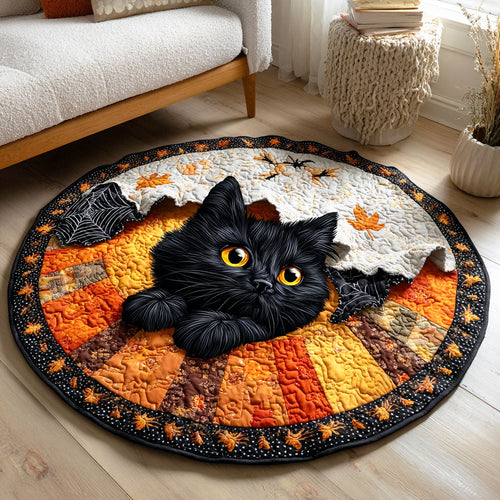 Spooky Cat Quilted Round Mat NCU0TD752