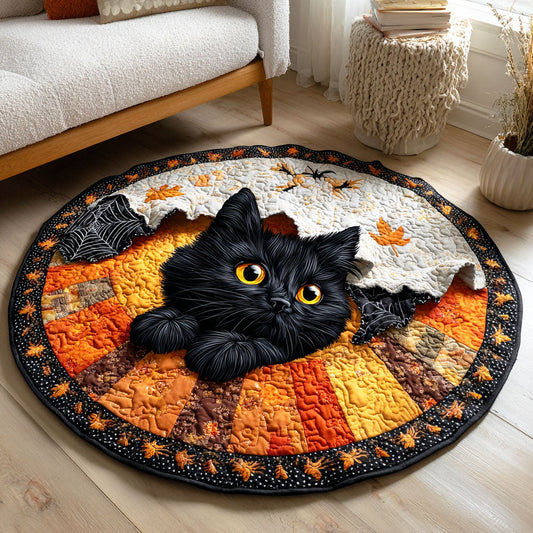 Spooky Cat Quilted Round Mat NCU0TD752