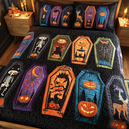 Spooky Coffins Quilted Bedding Set NCU0TH3216