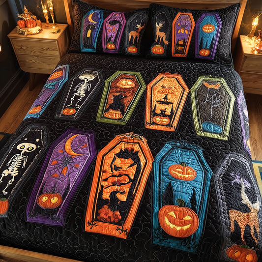 Spooky Coffins Quilted Bedding Set NCU0TH3216