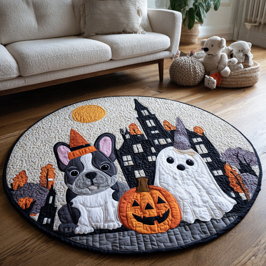 Spooky French Bulldog Quilted Round Mat NCU0HH560