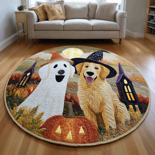 Spooky Golden Retriever Quilted Round Mat NCU0HH530