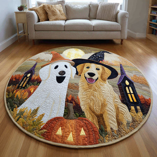 Spooky Golden Retriever Quilted Round Mat NCU0HH530