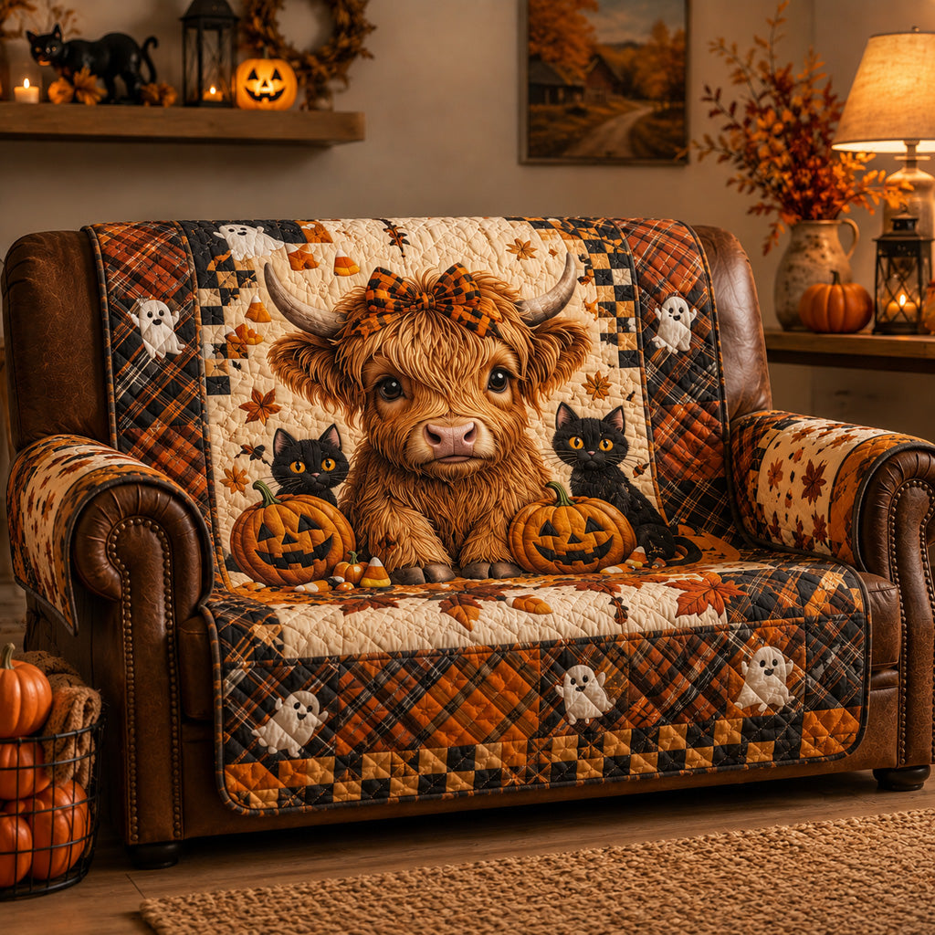 Spooky Halloween Highland Calf Quilted Sofa Cover NCU0HH2094